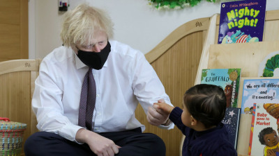 Boris Johnson meeting children