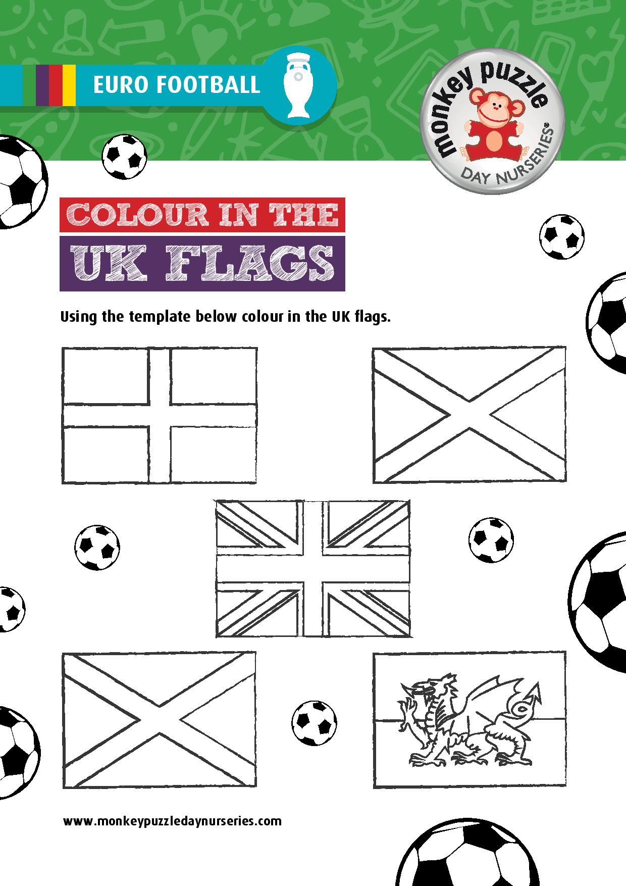 Euro Football Flags Colouring Activity