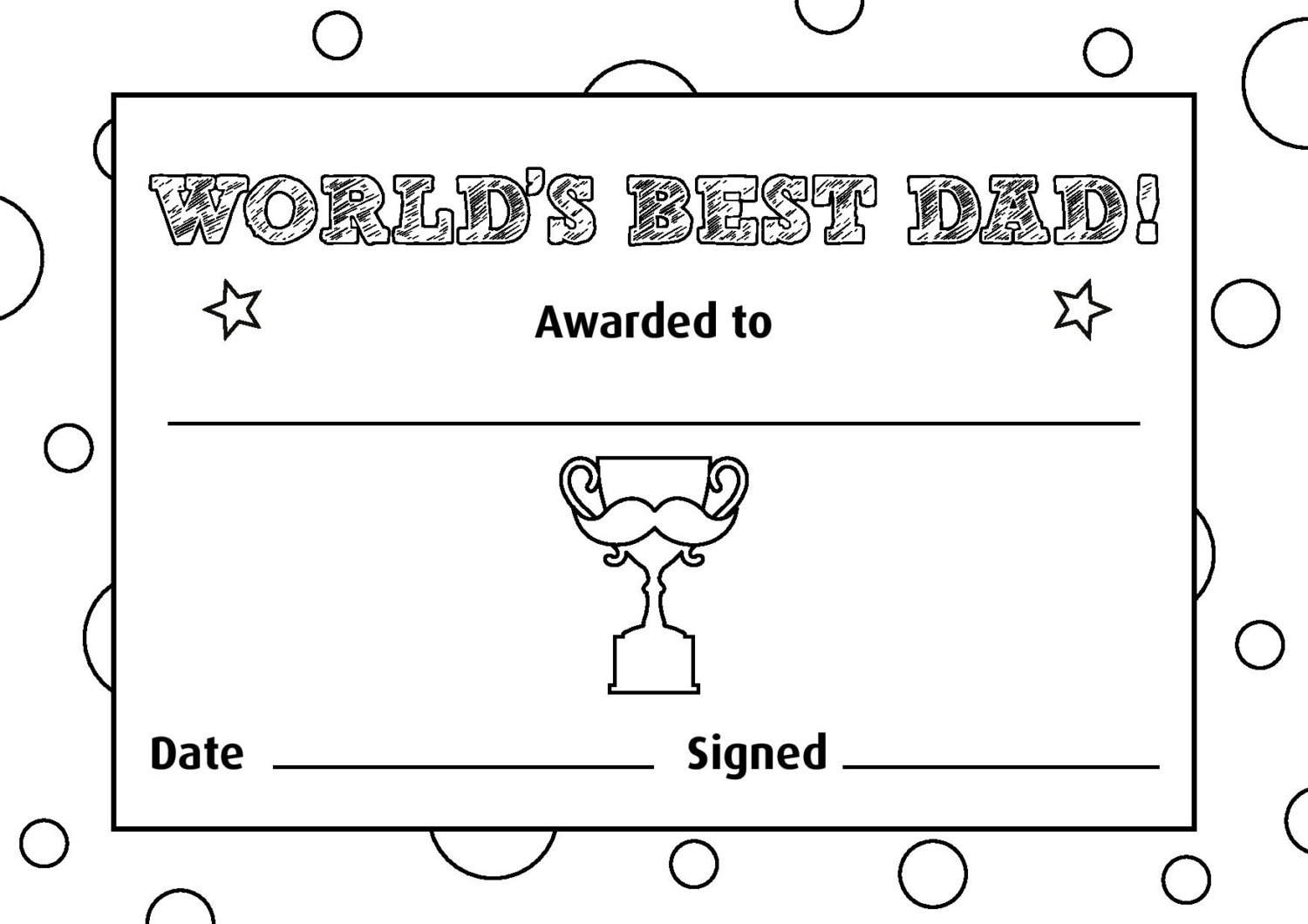 World's Best Dad Certificate Activity