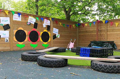 Outside play area at Hartley Wintney nursery