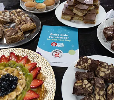 Cake and food to raise money for Comic Relief from Monkey Puzzle Head Office