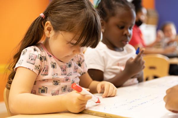 Nursery children working hard