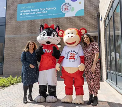 Marvin the Monkey joins new franchisees at opening of Monkey Puzzle Charlton