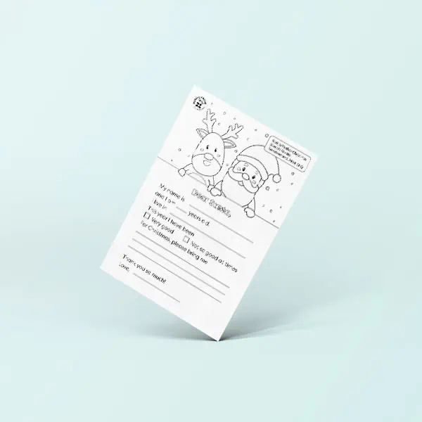 Reindeer and Santa Christmas-themed writing sheet for children, perfect for holiday activities at Monkey Puzzle Day Nurseries. Engage kids in festive and creative holiday writing.