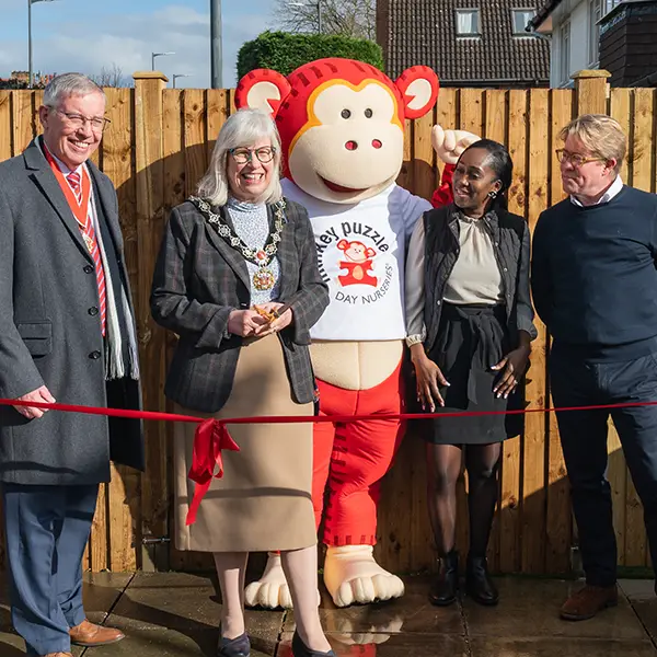 Marvin at Nursery Opening with the local mayor and owner Mark Crosby