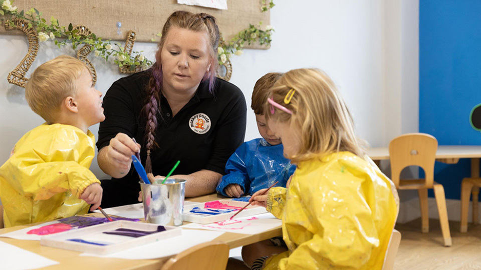 Arts and craft activities for Preschool children, led by a Monkey Puzzle Nursery Practitioner