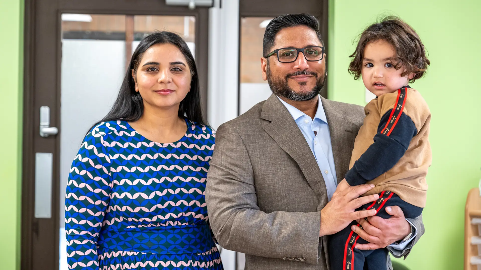 New nursery owner Dilpreet Singh and his family at the launch of his Monkey Puzzle Day Nursery and Preschool in Wokingham