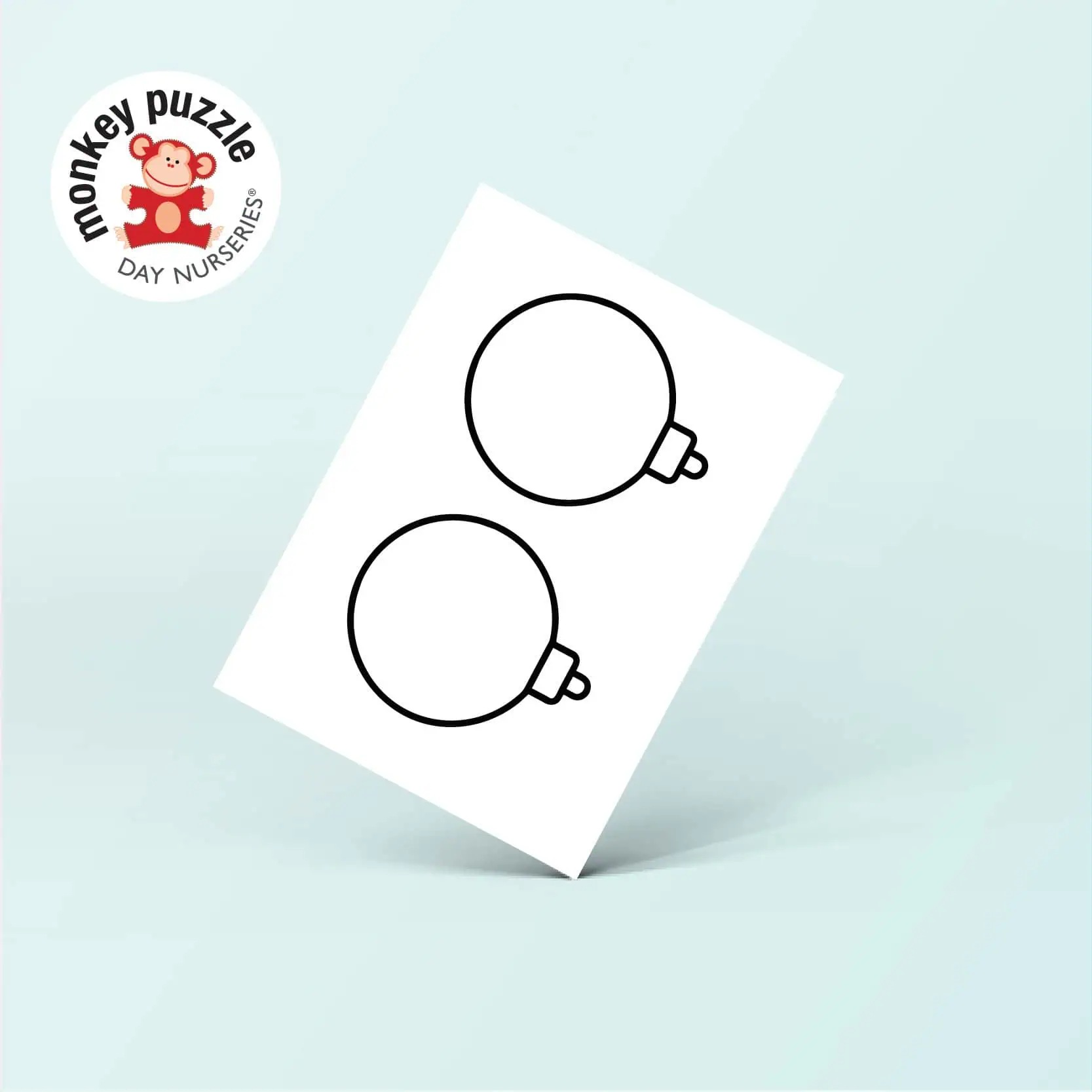 Coloring activity sheet with black outline of two lightbulb images for preschool children at Monkey Puzzle Day Nurseries. Enhances fine motor skills and creativity in early childhood education.