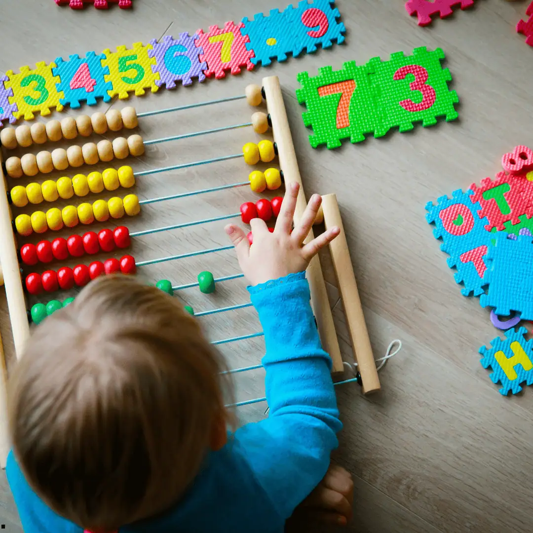 Colorful wooden and foam educational toys for preschool children at Monkey Puzzle Day Nurseries.