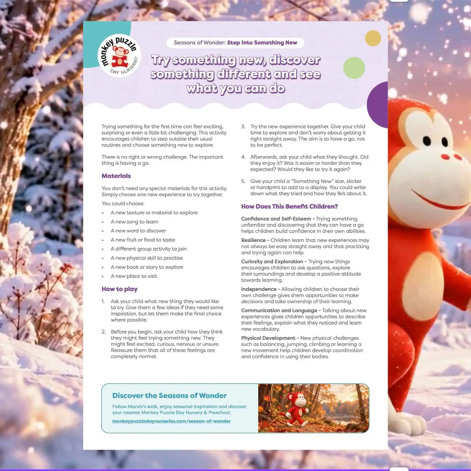 Image of a festive snowman decoration at Monkey Puzzle Day Nurseries, highlighting seasonal activities and outdoor play for children.